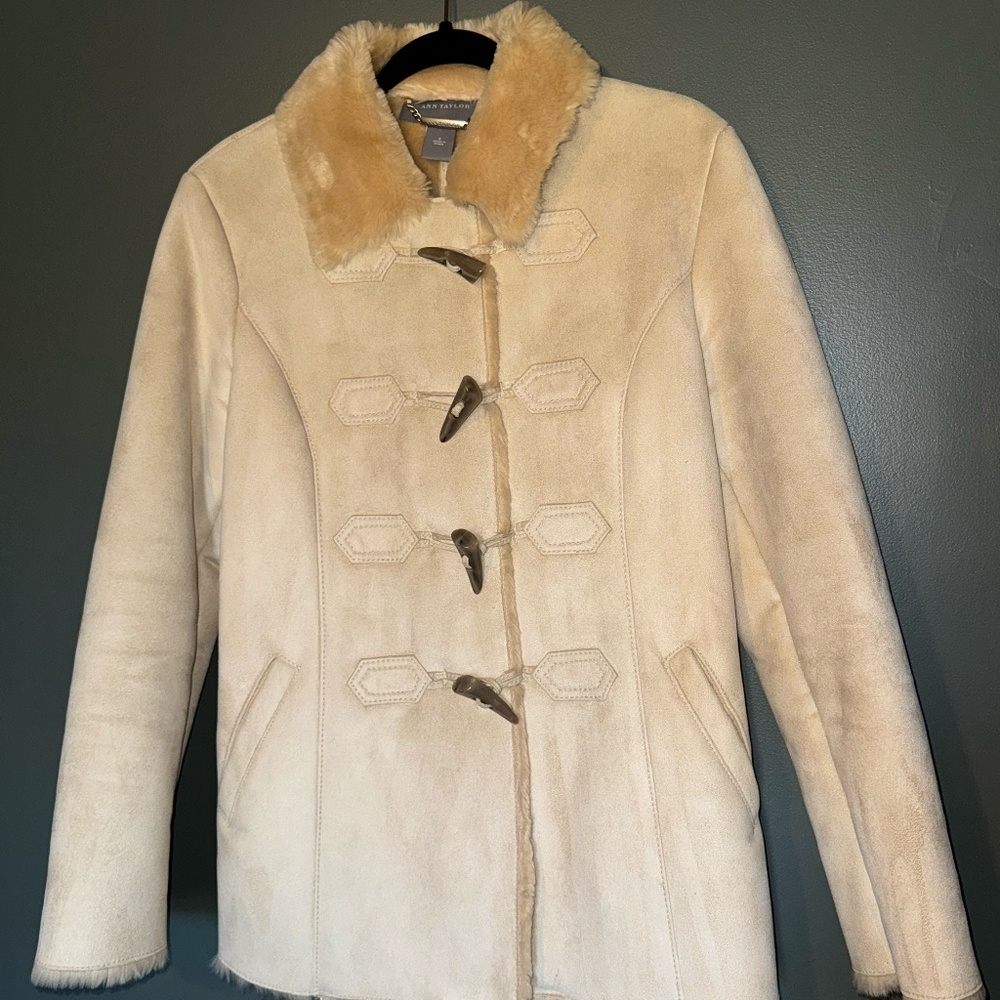Ann Taylor | Cream | Faux Suede Coat | Sz S